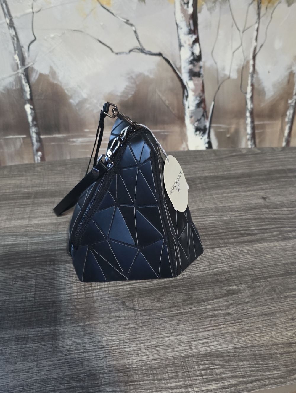 Patrizia Luca Black Geometric Wristlet Clutch